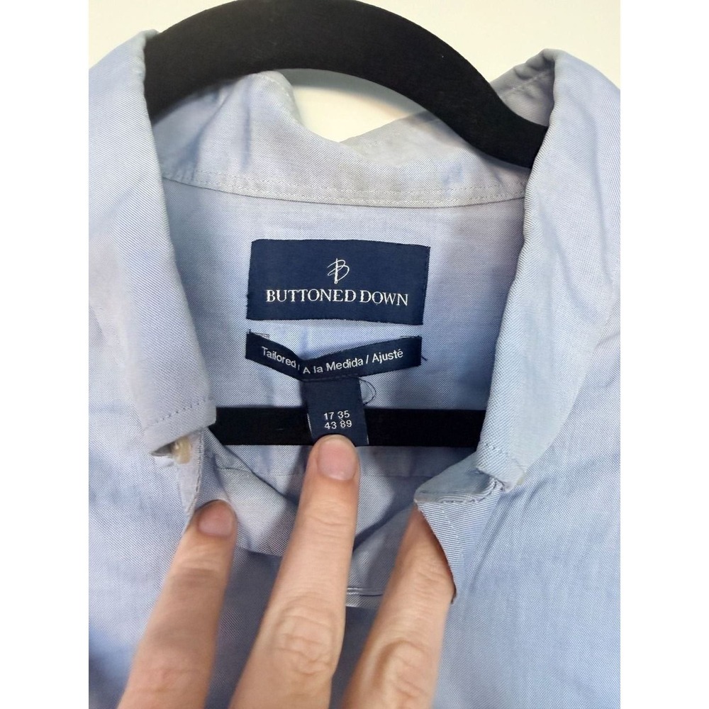 Buttoned Down Mens Tailored Fit Dress Shirt Light Blue Oxford 17 35_214 - Picture 4 of 7